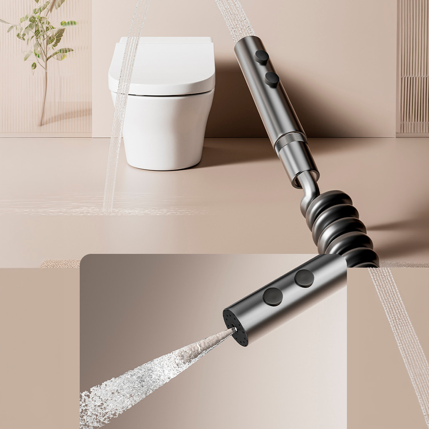 Juego de ducha completo 845 montado en pared. Con pantalla digital y múltiples modos de agua, con mezclador, iluminación ambiental y control preciso.