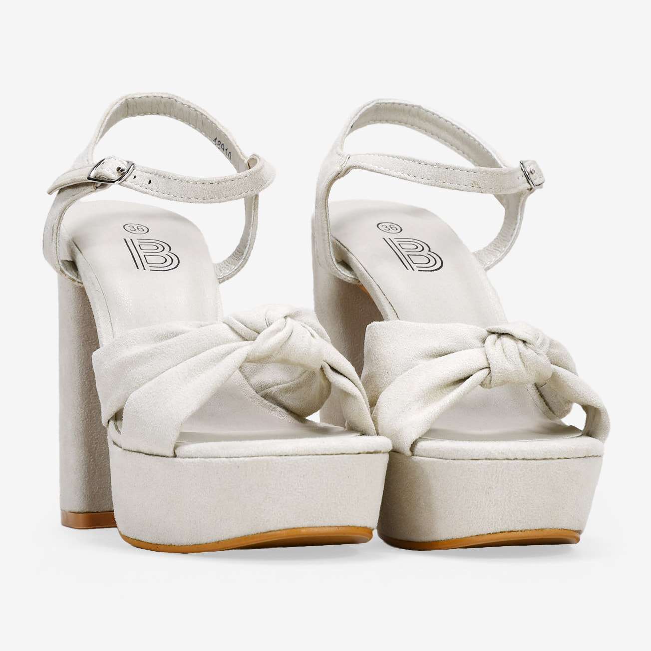 Sandalias de tacón piedra con nudo