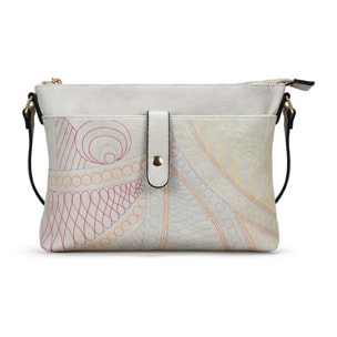 Bolso bandolera piedra con cosido multicolor