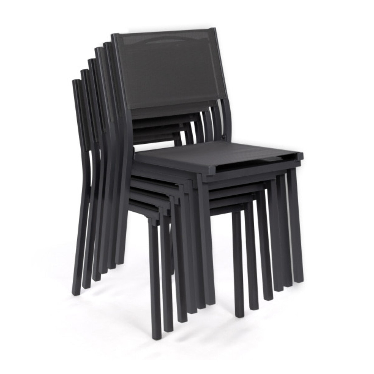 Chaises de jardin empilables en textilène grises - lot de 6