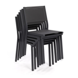 Chaises de jardin empilables en textilène grises - lot de 6