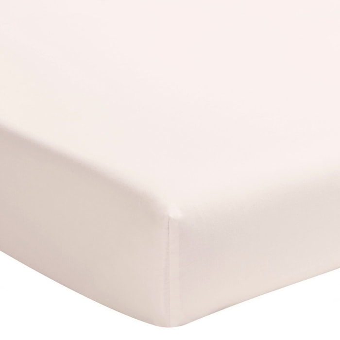 Drap housse uni en percale de coton, bonnet de 30cm, PREMIÈRE, Rose Lingerie