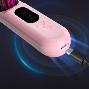 Spazzola elettrica lisciatrice a ioni negativi con 5 impostazioni di temperatura da 130 °C a 210 °C.