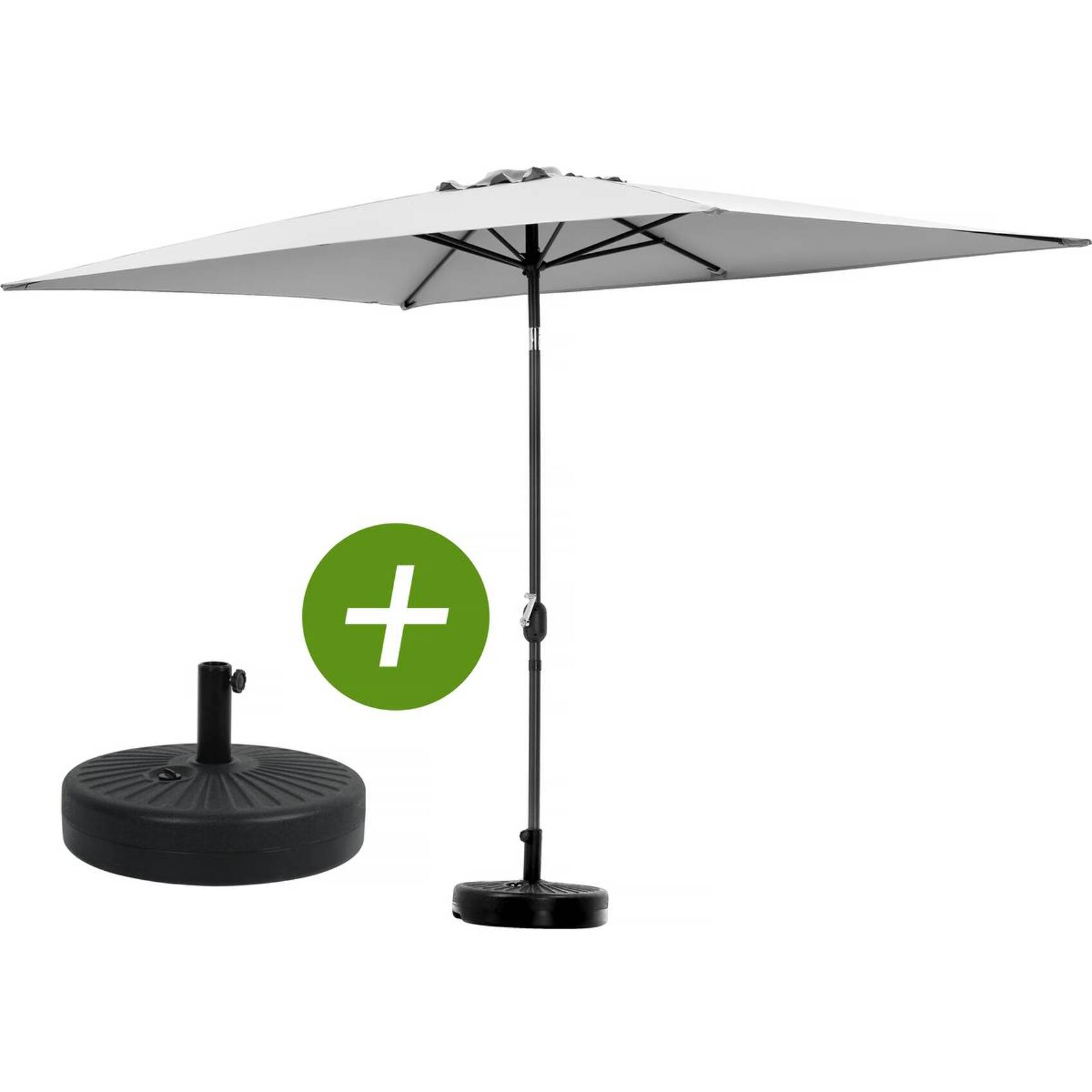 Parasol jardin "Sol 2" - Rectangle - 2 x 3 m - Gris + Dalles à lester incluses