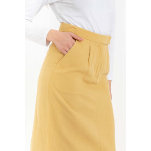 Kocca - Gonna da donna a vita alta in lino e cotone con tasche Donna