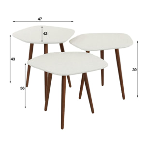 Table d'appoint blanche en marbre composite forme galet (lot de 3) TAJ