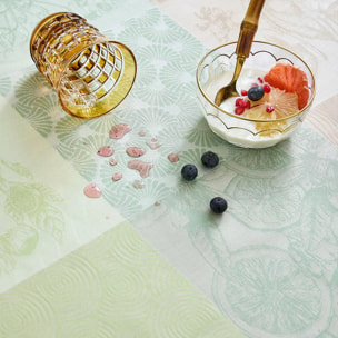 Set pur coton enduit motif jacquard Mille parfums verde