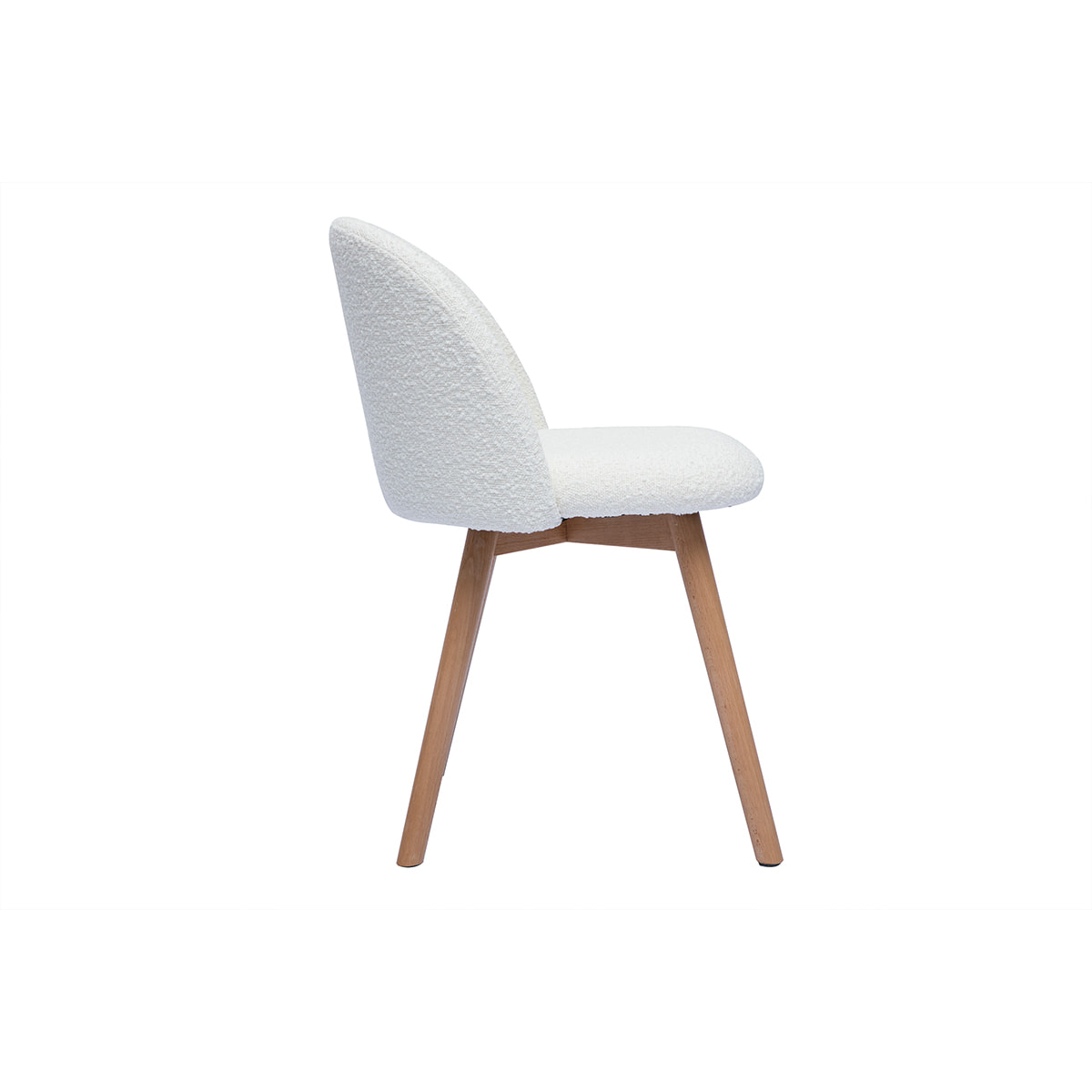 Chaises scandinaves en tissu effet laine bouclée blanc et bois clair massif (lot de 2) CELESTE