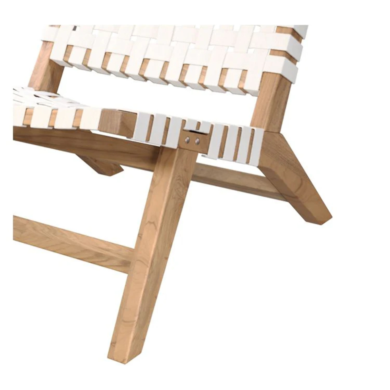 Fauteuil de jardin en teck et sangles en tissu blanc - Tao