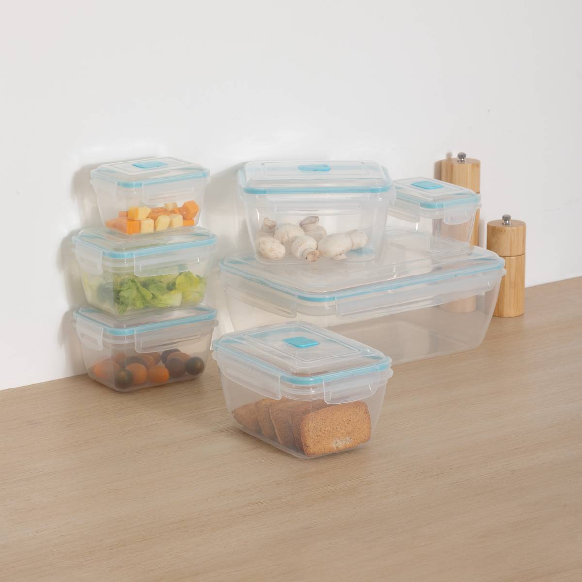 Lot de 7 boîtes de conservation en plastique