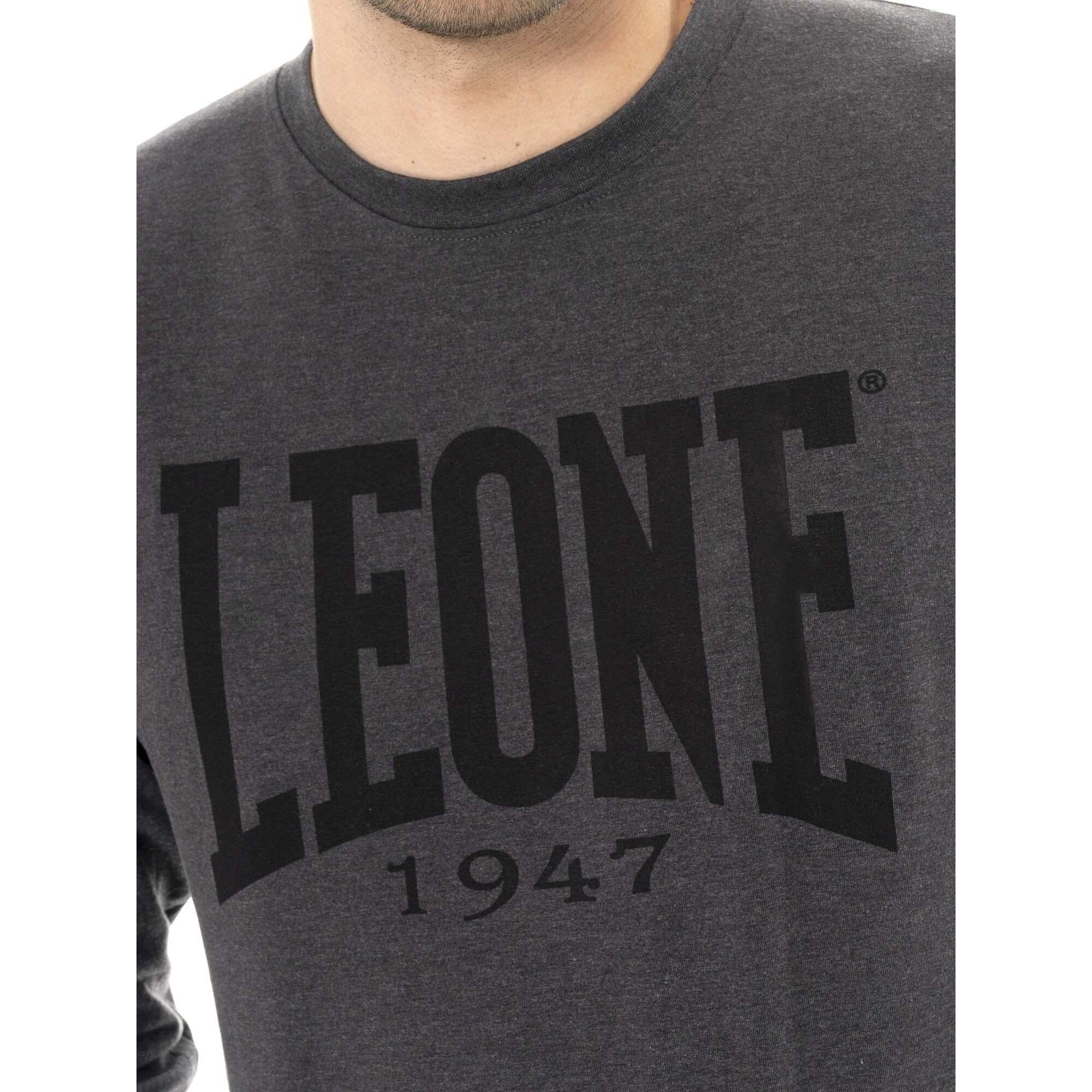 T-shirt da uomo in cotone elasticizzato a manica lunga con logo grande "Basic"