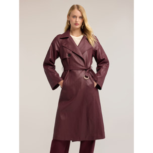 Motivi - Trench con cinturón brillante con hebilla - Burgundy