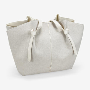 Bolso de hombro beige en canvas