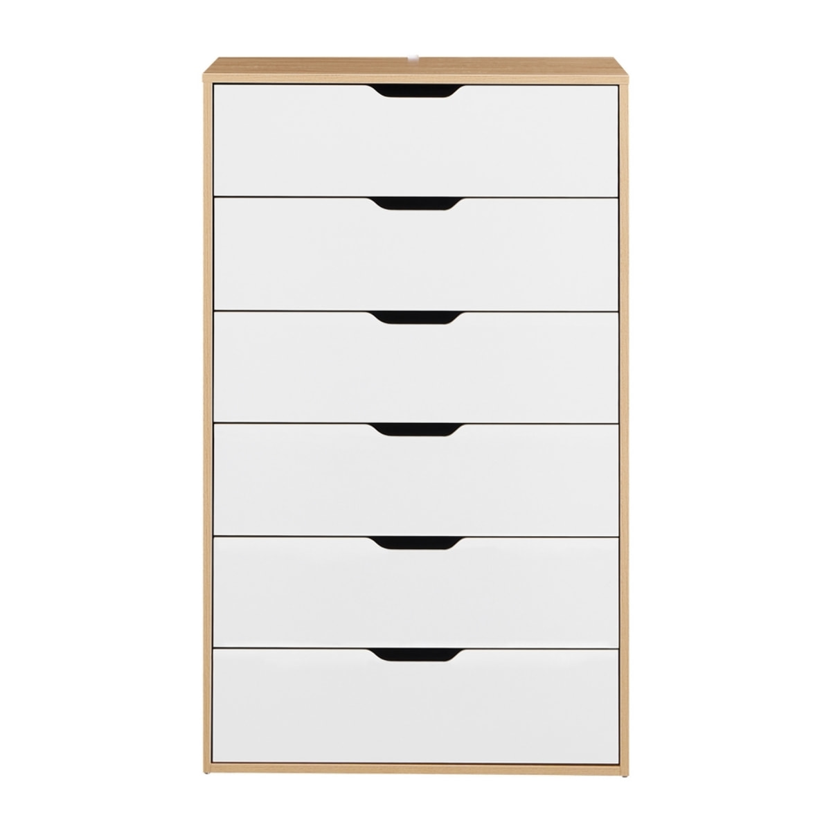 Cassettiera 6 cassetti bianca e rovere 68x40x115 cm - Sky