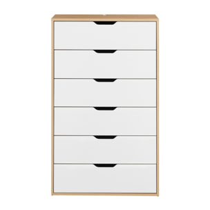 Cassettiera 6 cassetti bianca e rovere 68x40x115 cm - Sky