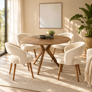 SIXTINE - Table à manger ronde en bois de teck recyclé D130cm