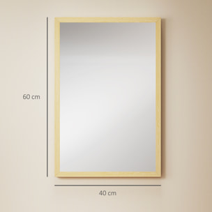 Miroir mural rectangulaire dim. 40L x 60H cm cadre effet bois naturel