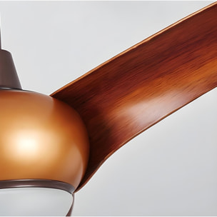 Forlight Helix Ventilador de Techo Silencioso con Luz LED. 5 Velocidades, Programable. Giro Inverso. Acero Marrón Madera