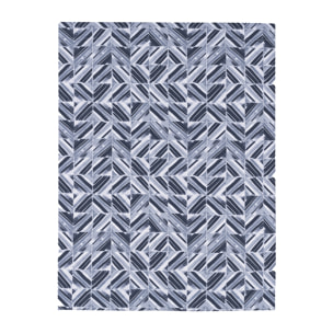 Drap plat imprimé en percale de coton, REFLETS, Bleu