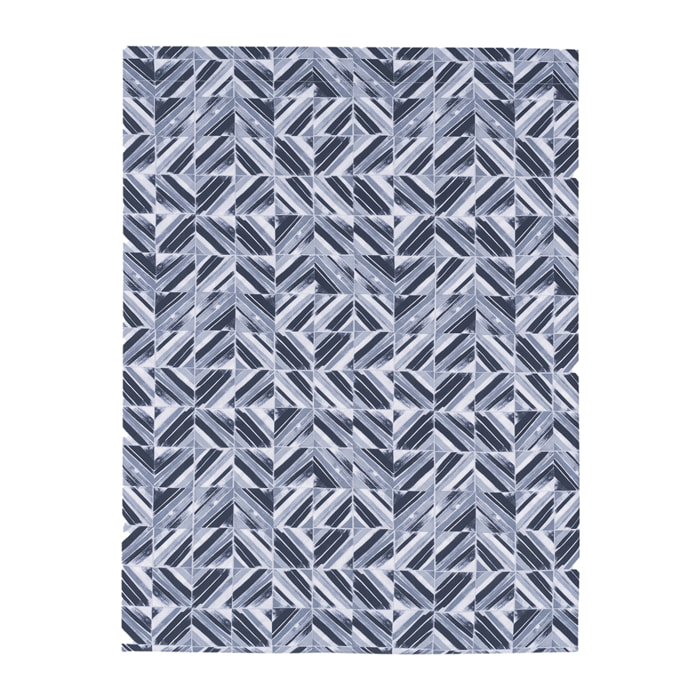 Drap plat imprimé en percale de coton, REFLETS, Bleu