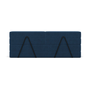 Astral - Canapé 3 places convertible en velours texturé - Bleu