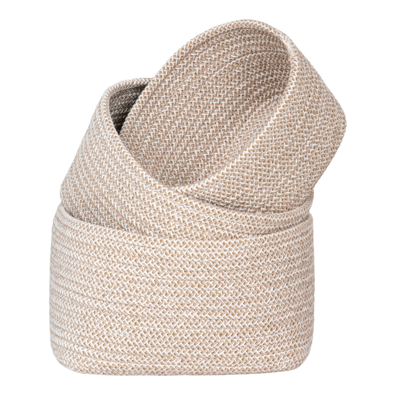 Set 3 cestini in cotone intrecciato Cadima — beige nordico