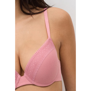 Reggiseno push-up con dettagli in pizzo blu navy