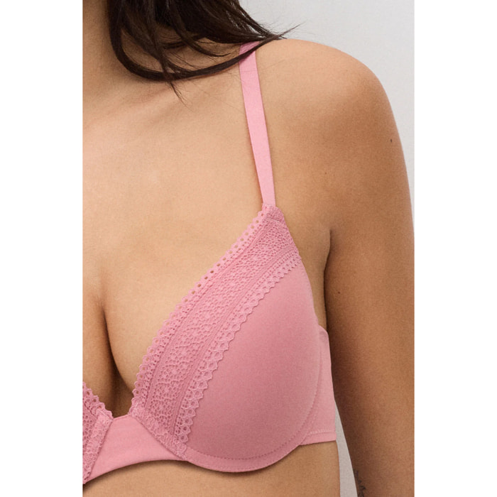 Reggiseno push-up con dettagli in pizzo blu navy