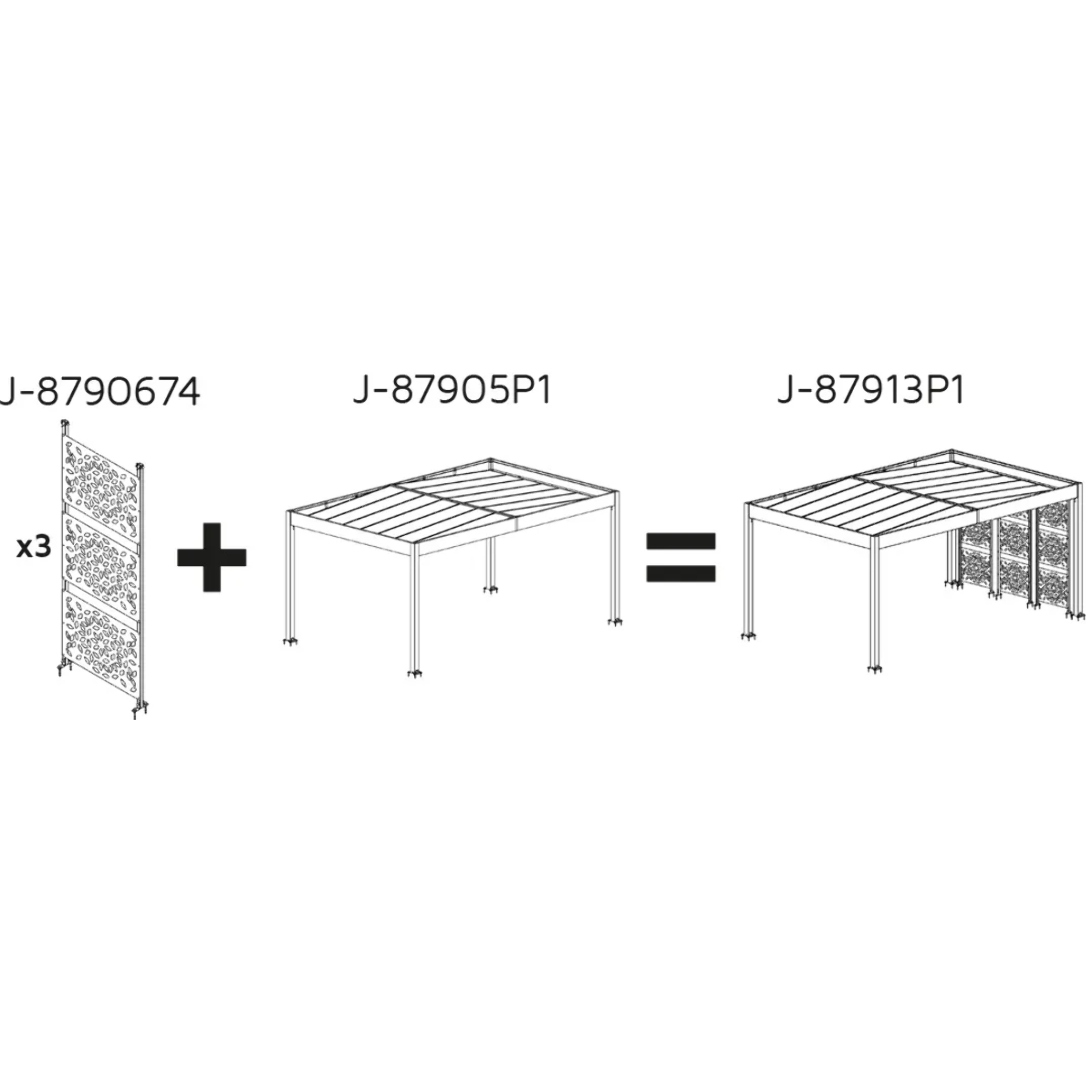 Lot de 3 claustras pour carport Libeccio