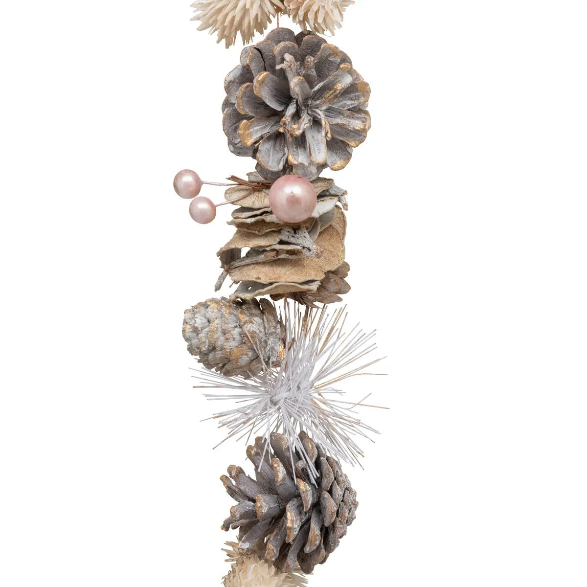 Guirlande de Noël  bois pomme de pin rose 1m