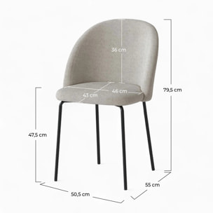 Lot de 2 chaises en tissu bouclette beige - Karl