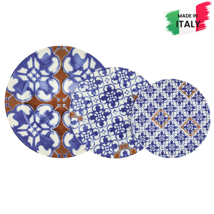 Servizio piatti Ravello da 18 pezzi in ceramica sottosmalto
