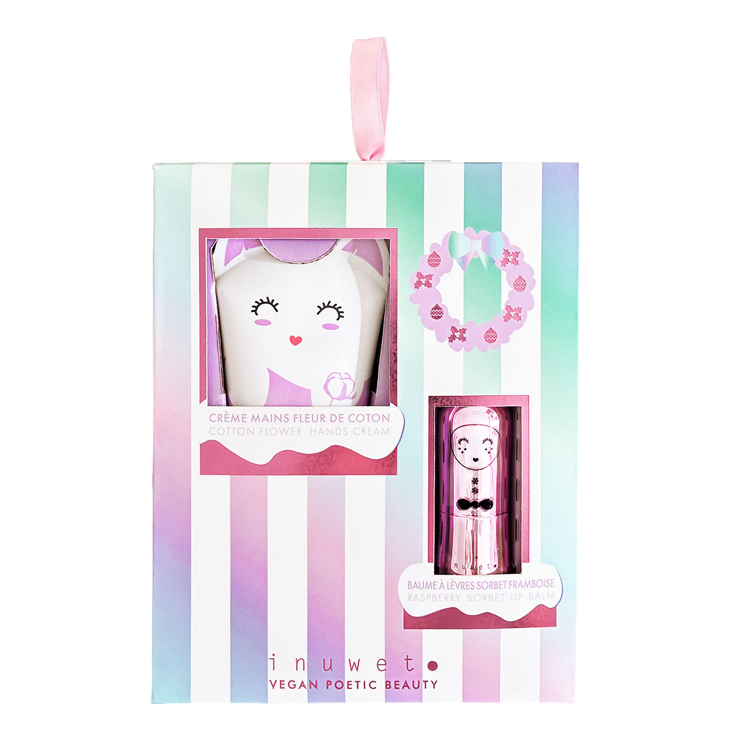 Rainbow - Coffret Crème Mains Fleur de Coton 60ml + Baume à Lèvres Sorbet Framboise