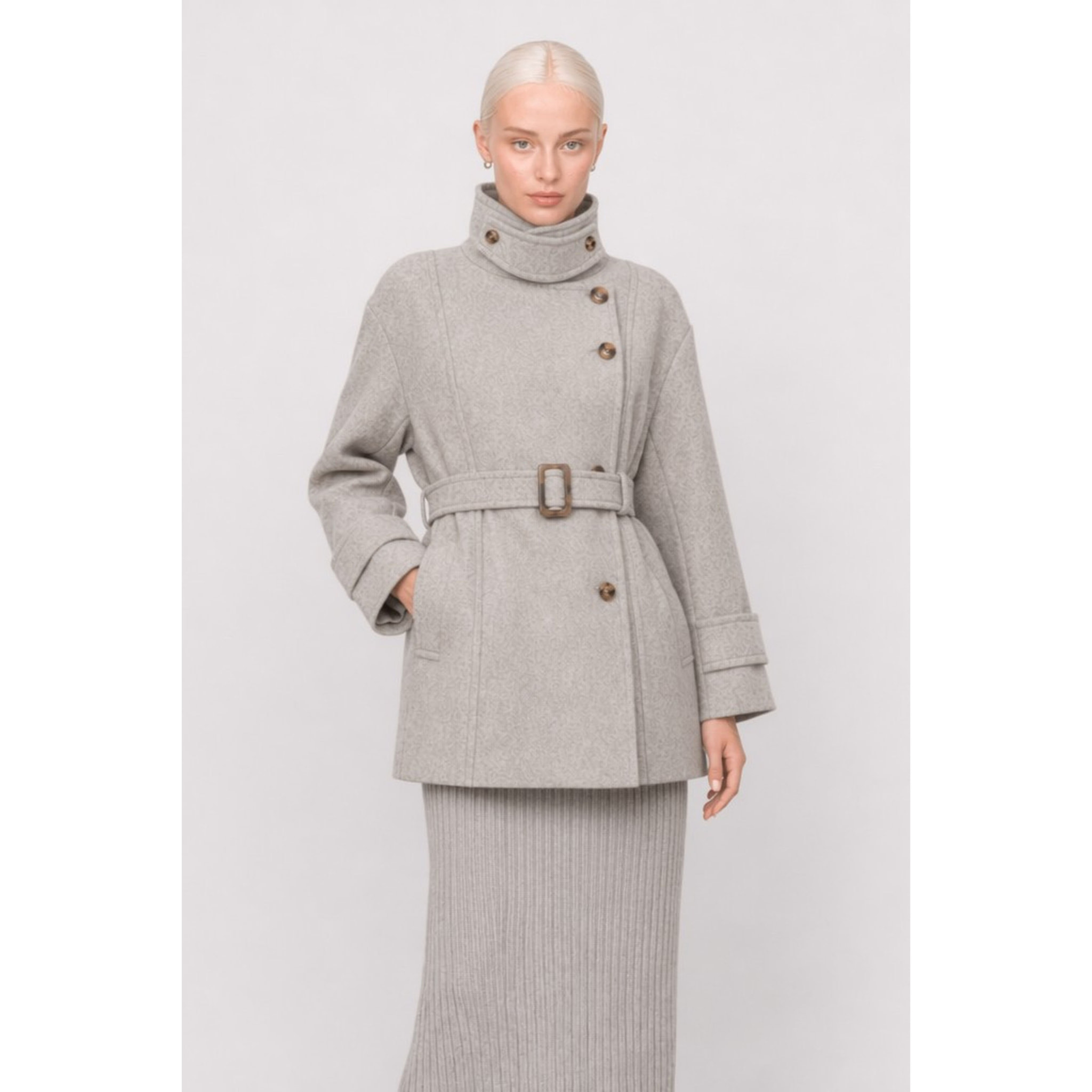 Kocca - Cappotto da donna doppiopetto con cintura e collo classico Donna