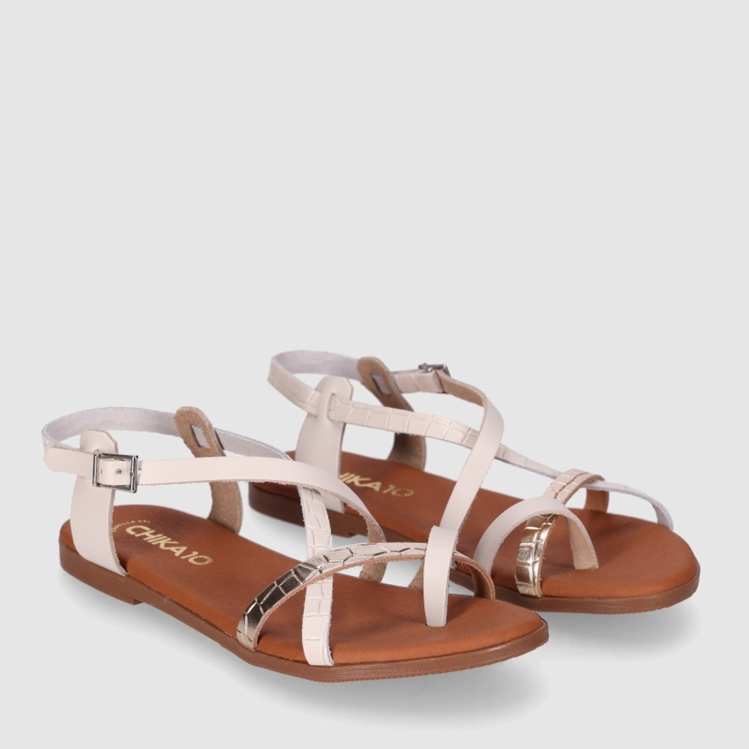 Sandalias de Piel - Hielo - Tacón: Bajo