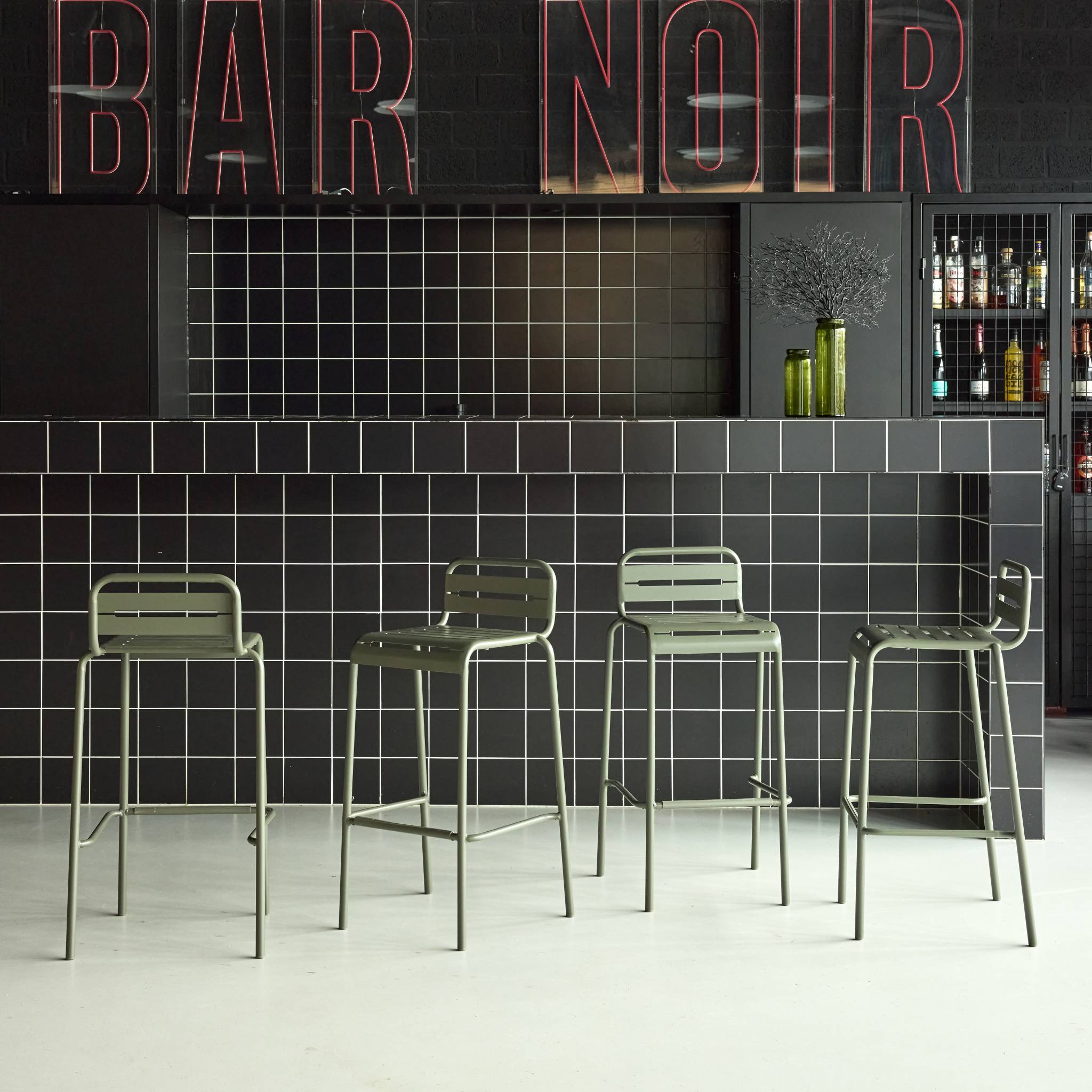 Chaise haute de jardin acier 69cm (lot de 4) AMÉLIA