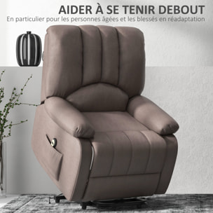 Fauteuil de relaxation électrique - fauteuil releveur inclinable - repose-pied ajustable - microfibre polyester gris