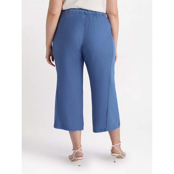 Fiorella Rubino - Pantalón de lino y punto con cordones - Azul