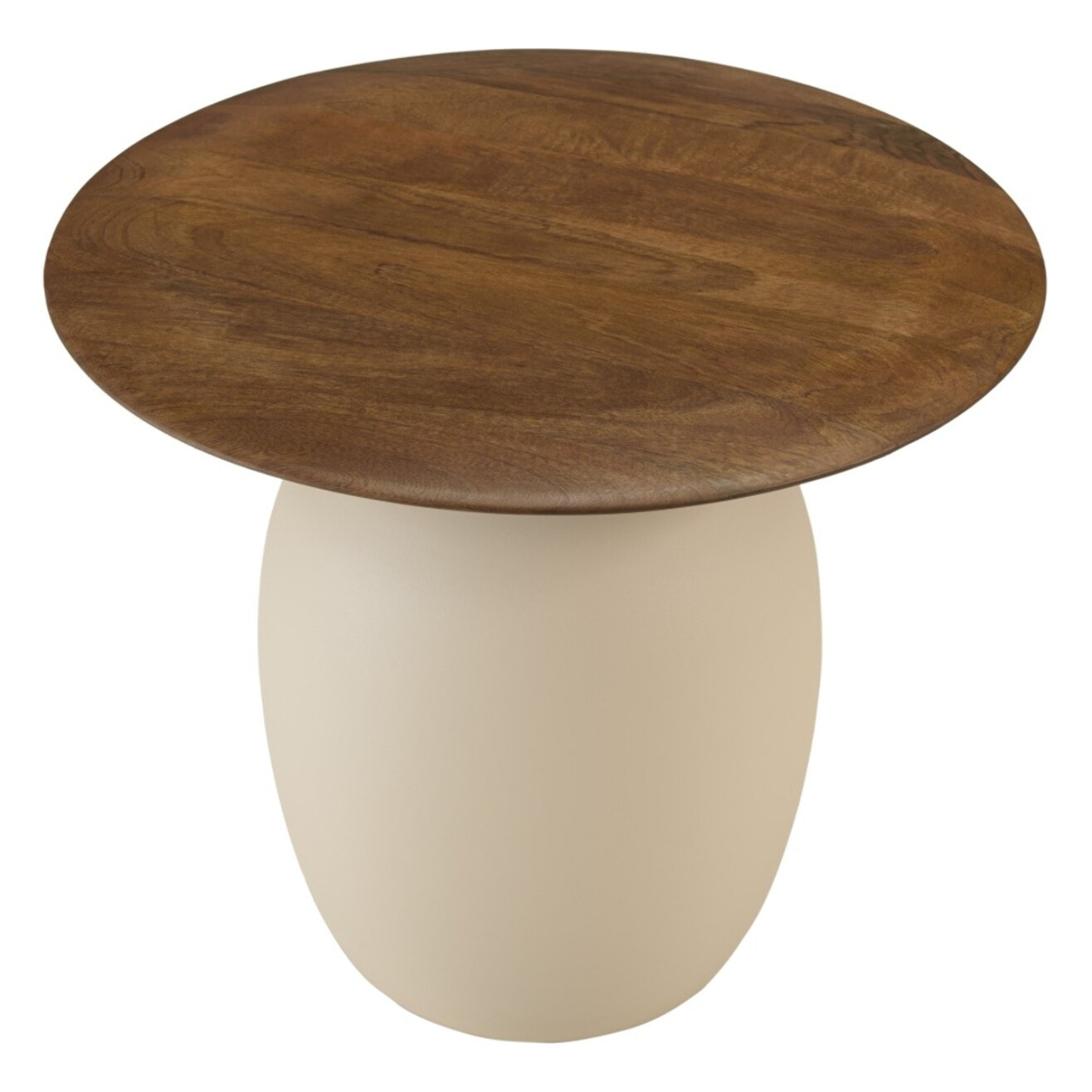 JAMES - Table d'appoint 48x48cm plateau en manguier pied métal ivoire JAMES