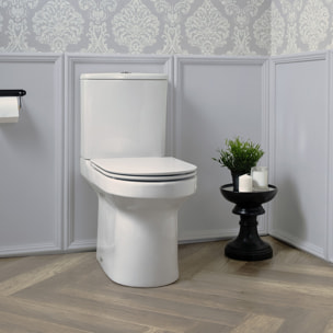 Pack WC au sol blanc sans bride Elite avec abattant extraplat fermeture douce avec porte-rouleau moderne