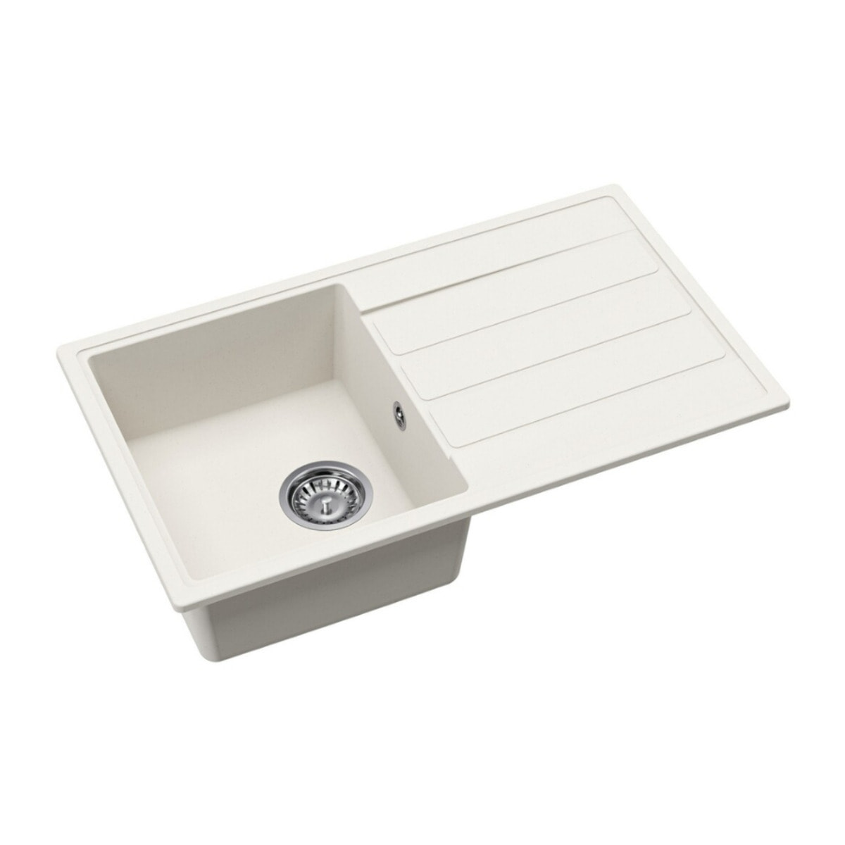 76x44 cm évier avec égouttoir réversible en Granite, à encastrer, blanc (SATSINKGE3W)