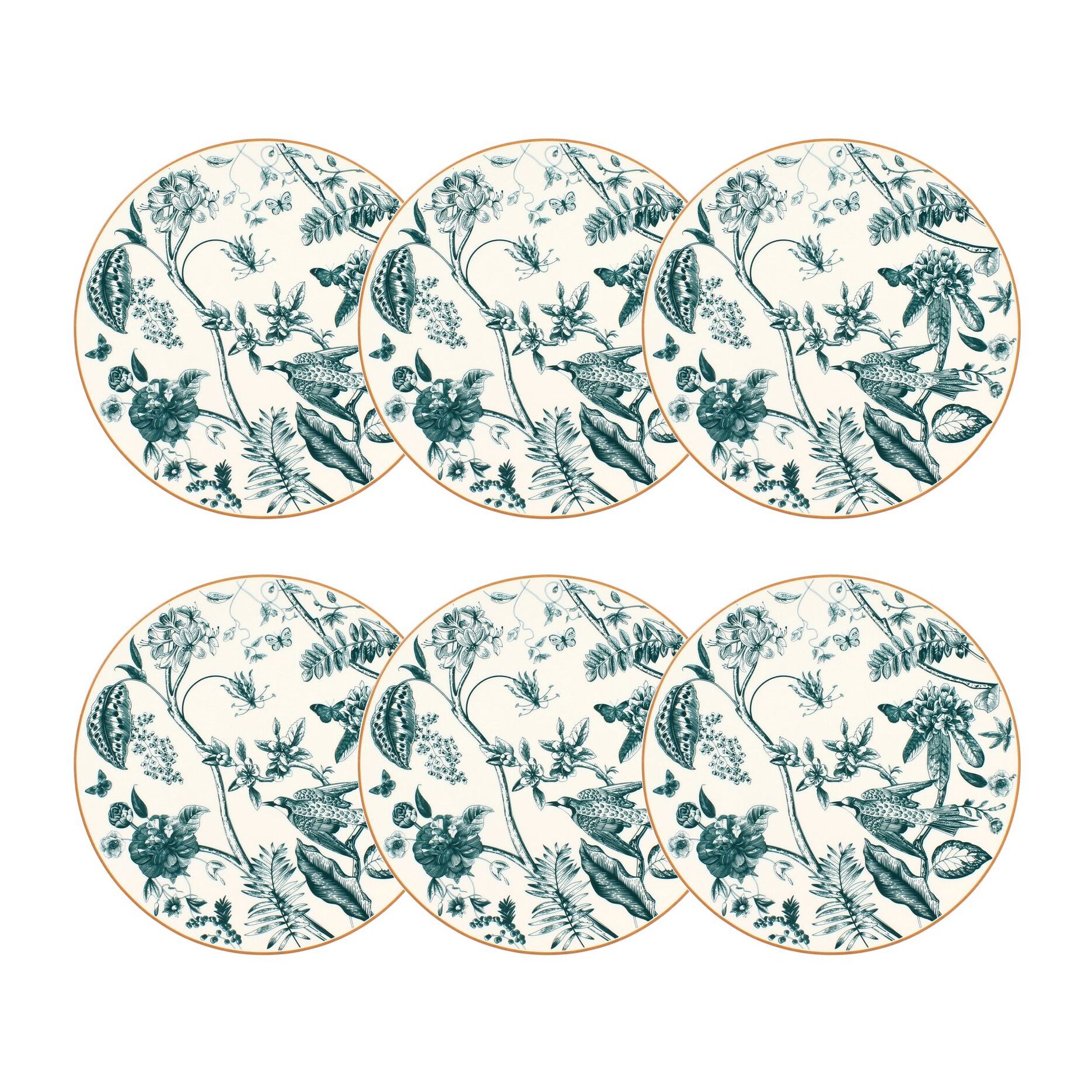 Lot de 6 assiettes plates en porcelaine blanche 27cm BOTANIC