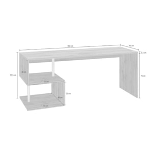 Scrivania Samuel, Scrittoio lineare porta PC, Tavolo multiuso per ufficio, Scrivania salvaspazio multiposizione, 100% Made in Italy, cm 180x60h78, Rovere