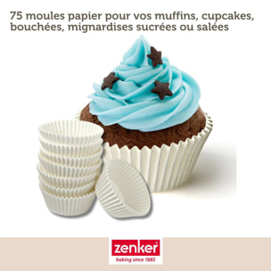 Set pâtisserie avec 75 moules à muffins en papier, 2 bols à mixer, verre mesureur et spatule Zenker