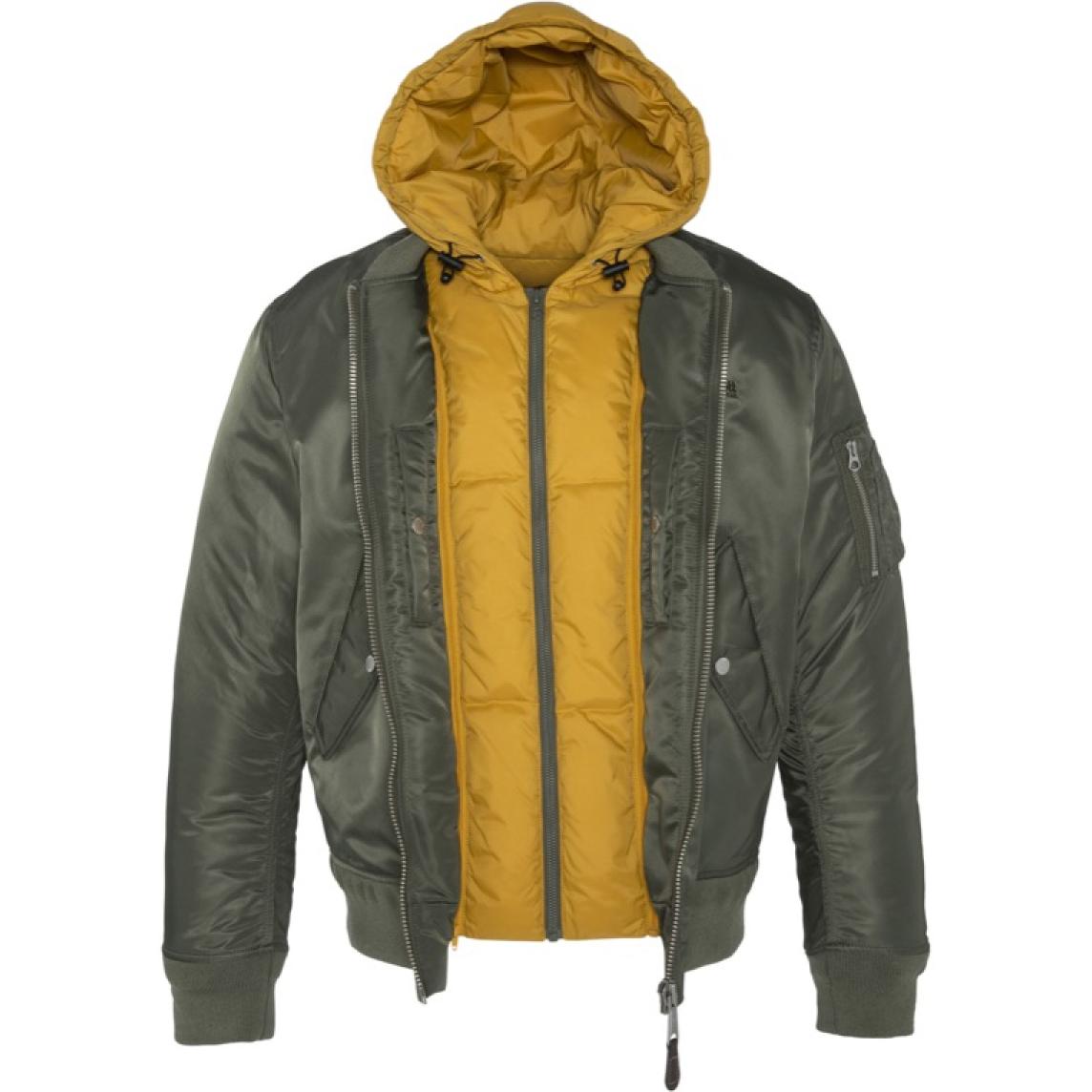 MA-20-RS MA-1 JACKET WITH DETACHABLE HOODED FAKE LINER 100% RECYCLED NYLON Cachi