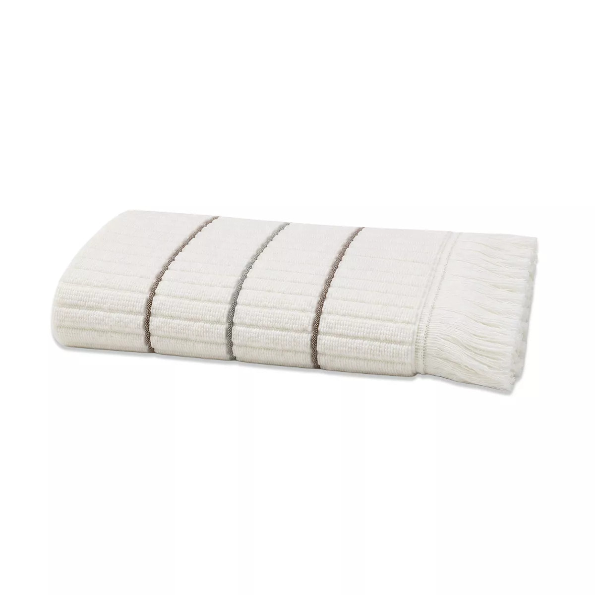 Serviette eponge pur coton 580 g/m² tissé teint rayé violet Farniente violine