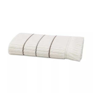 Serviette eponge pur coton 580 g/m² tissé teint rayé violet Farniente violine