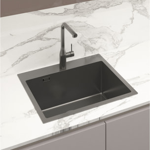 Swiss Aqua Technologies Aurum Évier de cuisine encastrable inox 304, 1 bac, 55x45x21 cm, Gun Metal brossé PVD