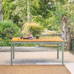 Table de jardin SENORA acacia kaki avec coins arrondis. 8 places. 160 x 90 x 75 cm