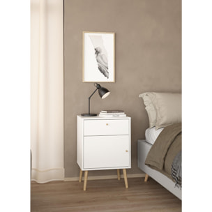 Mesita de Noche "Guadiana" - 1 Cajón y 1 Puerta - Blanco